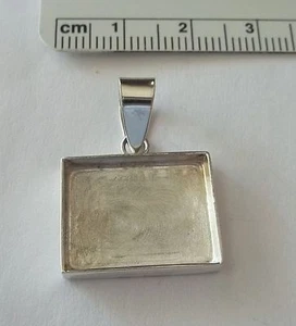 ¡Dije de etiqueta rectangular con marco de foto horizontal grabable de plata esterlina!¡! - Imagen 1 de 5