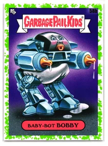 Baby Bot Bobby 2023 Garbage Pail Kids RoboCop Parody Sticker Green Parallel - Picture 1 of 2