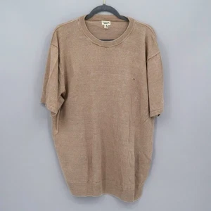 J. Crew Crewneck Linen Sweater Mens XL Tan Short Sleeve Knit Preppy Academia NWD - Picture 1 of 17