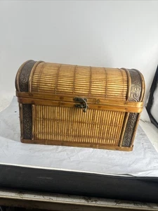 Alte Vintage Bambus Schatztruhe - Bild 1 von 12