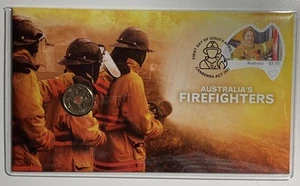 2020 Australia $2 Coloured Coin - 1 PNC Brave Firefighter Stamp First Day Cover - Picture 1 of 5
