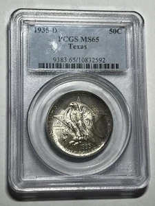 1935 D Texas Commemorative Half Dollar PCGS MS65 High Grade Blast White - Picture 1 of 4