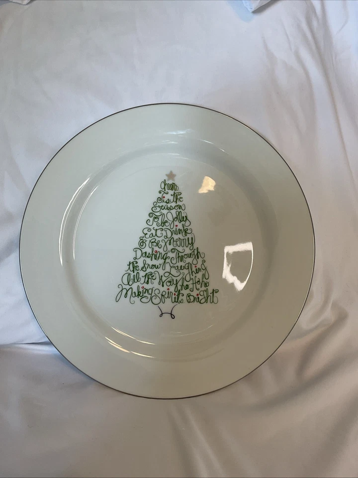 St. Nicholas Square Plate 11" Round Christmas Eat, Drink & Be Merry Holiday Tree - Image 1 of 4