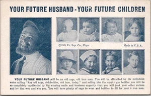 1935 Fortune Exhibit Card "YOUR FUTURE HUSBAND will be an Old Rags Old Iron Man" - Imagen 1 de 2