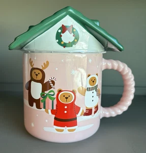 Taza Starbucks Pink Holiday Christmas Gingerbread House 2025 con tapa nueva - Imagen 1 de 5