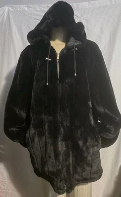 Chaqueta Abrigo PRESTINE Olympia Limited INC Mujer Piel Sintética REVERSIBLE Negra M/L  Foto 1 de 4