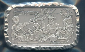 2.53oz Happy Thankskilling Pepper Mint Studio Bar #6/15 .999 Fine Silver Pour - Picture 1 of 2