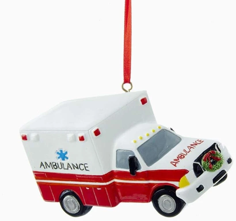 Kurt Adler EMT Ambulance Ornament For Personalization W8211