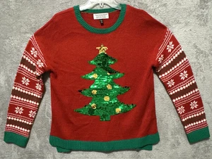 Tiara Internacional Navidad Vacaciones Lentejuelas Árbol Rojo Suéter Mujer Talla XL - Imagen 1 de 7