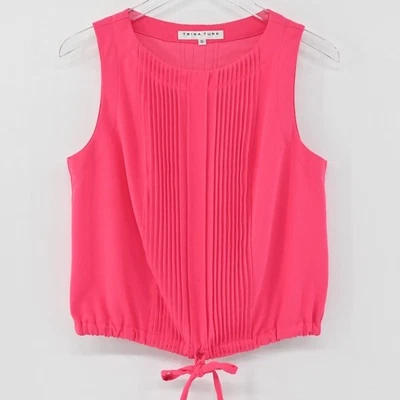 Top plisado para mujer TRINA TURK talla S rosa intenso corbata frontal femenino sin mangas elegante Foto 1 de 4