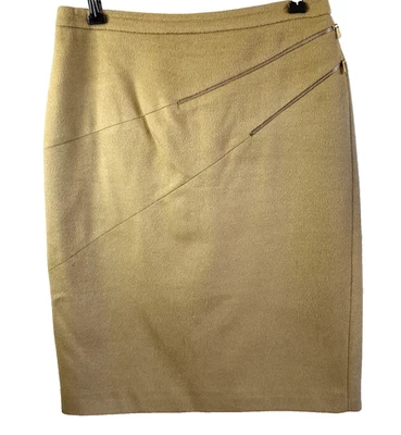 Falda Lápiz Michael Kors Camel Lana Virgen/Angora Hasta la Rodilla Forrada Talla 6 Foto 1 de 4