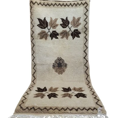 Vintage Handmade Moroccan Orange Rug Floral Area Tribal Berber Wool Carpet 6x3 - Image 1 of 4