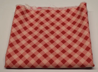 100% Cotton fabric LONG QUARTER 9.5" x 42" pink plaid check HOLLY HOLDERMAN - Image 1 of 3