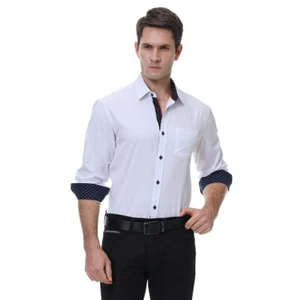 Herren Einfarbiges Langarmhemd Kopf Freizeit Reise Business Baumwolle Elegant - Picture 1 of 21