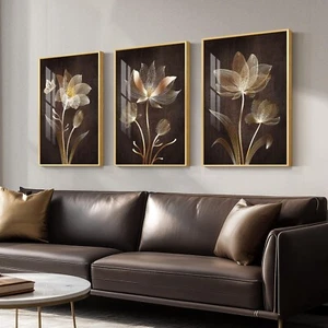 Framed Floral Wall Art for Living Room, 3 piece Modern Large Artwork for Wall... - Picture 1 of 9