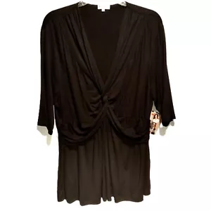 KIYONNA TOP plus size 2 (18-20) Abby Twist-Front Black Knit Made USA NWT - Picture 1 of 11