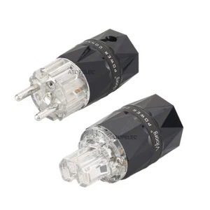 VIBORG Rhodium Plated Pure Red Copper Schuko EU Male / IEC Female Power Plug 503 - Picture 1 of 6