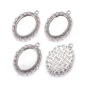 20pc Zinc Alloy Oval Photo Pendant Setting Bezel Blanks Nickel Free 25x18mm Tray - Picture 1 of 2