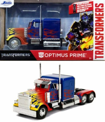 Peterbilt 379 Optimus Prime Transformers 1 Blu Con Fiamme Modellino 1:24  Jada - Immagine 1 di 4