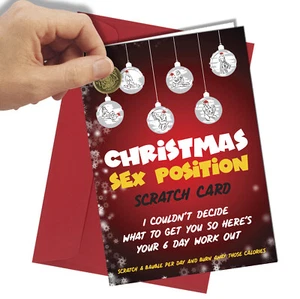 #1455 Rude CHRISTMAS CARD Funny Scratch Card Him Her Sex Position - Picture 1 of 4