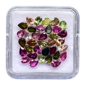 35 Pcs Natural Tourmaline 4x3mm Pear Cut Multi Color Loose Gemstones 5.00 Cts - Picture 1 of 8