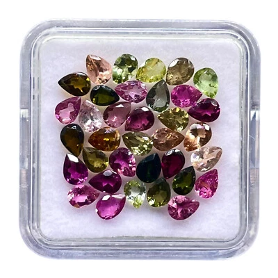 35 Pcs Natural Tourmaline 4x3mm Pear Cut Multi Color Loose Gemstones 5.00 Cts - Image 1 of 4