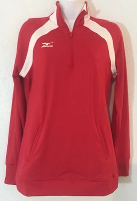 Mizuno Mujer Voleibol Calentamiento Medio Rojo y Blanco Media Cremallera Usado en Excelente Condición Foto 1 de 4