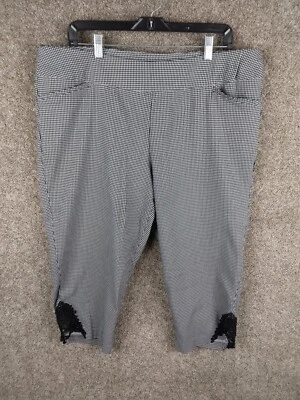 Pantalones capri adelgazantes CJ Banks Signature para mujer 18W Plus negro blanco a cuadros elásticos Foto 1 de 4