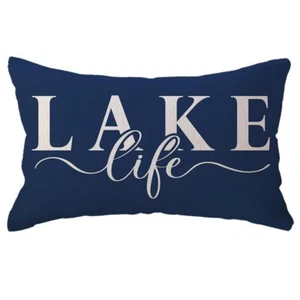 ULOVE LOVE YOURSELF Lake Life Decor Throw Pillow Cover Lake House Lumbar Cush... - Picture 1 of 7