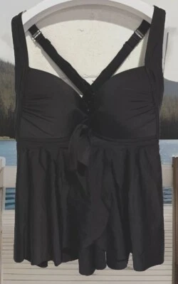 Tankini negro tórrido traje de baño sujetador acolchado cruzado correas anchas talla 12 L Foto 1 de 4