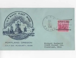 USS Relief  1938  Richard Buchwald cachet  blue cover - Picture 1 of 1