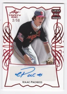 Tarjeta autografiada Leaf Trinity 2021 Izaac Pacheco Detroit Tigers/50 - Imagen 1 de 1