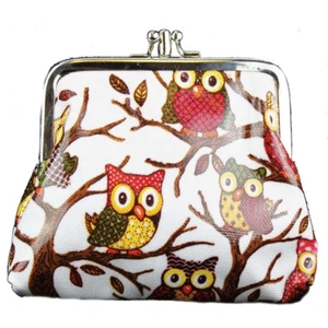 The Olive House® Wachstuch mit Eulenmotiv 2 Fächer Rahmen Geldbörse weiß - Bild 1 von 1