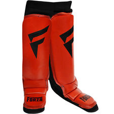 Forza Sports Leather Instep Shin Guards - Red/Black