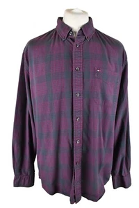 TOMMY HILFIGER Purple Long Sleeve Shirt size XL Mens Classic Fit Checked - Picture 1 of 5
