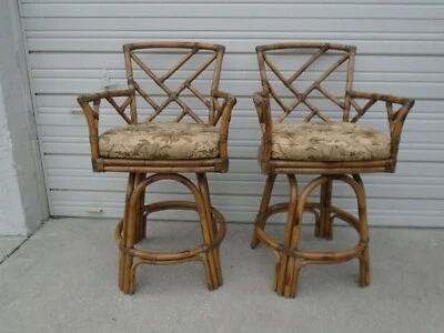 Пара лепных бамбуковых барных стульев ротанговый бар Chippendale Lane венчурные табуреты 2 богемные - Изображение 1 из 4