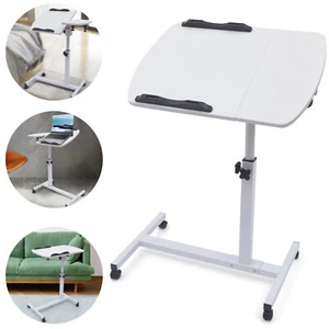Office Laptop Desk Rolling Table Computer Mobile Stand Adjustable Portable NEW - Picture 1 of 10