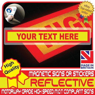 GRAFIX SHACK Jeder Text voll reflektierender Magnet magnetisches Schild oder Fahrzeug Autoaufkleber High Vis