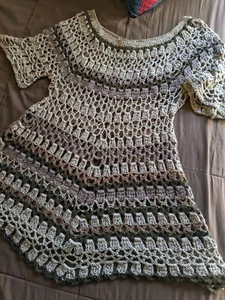Crochet Lacey Womens Top Handmade Freestyle by Designer - Picture 1 of 8