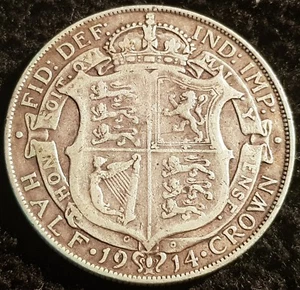 1914 George V .925 Silver Half Crown Coin Lot VF2 - Bild 1 von 2