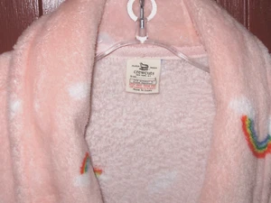 Crewcuts J Crew Sherpa Robe Girls sz L Pink with Rainbows Pockets Belt LN Used - Picture 1 of 7