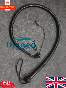 4 Feet Long 12 Plaits Genuine Leather Signal Snake Whip Flogger Snake Bullwhip - Picture 1 of 7