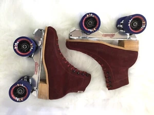 Wildleder Norele Rollschuhe rot Vintage Stiefel mit neuen Avanti Platten! Gr. 7 8 (103) - Bild 1 von 22