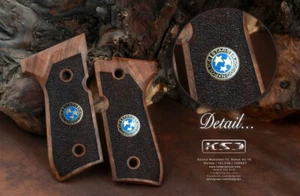 KSD Brand Beretta 92FS, 92A1, 92G, 92D, 96, M9 Compatible Walnut Grips Stripled - Picture 1 of 2