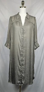 Abito Camicia Democrazia Verde Oliva Tg L Con Tasche Lagenlook Cottagecore - Foto 1 di 6