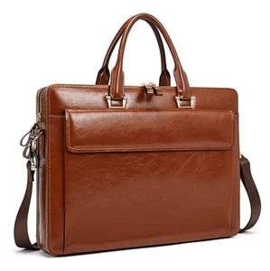 Maletín de cuero para hombre Bolso para computadora portátil Bolso de mano de negocios Oficina Trabajo Bolso de hombro - Imagen 1 de 3