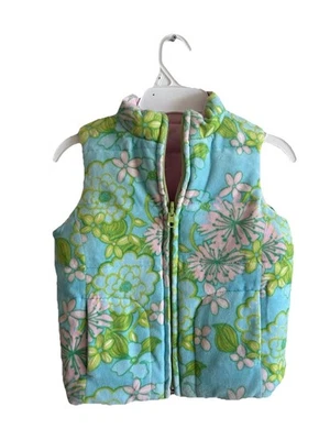Abrigo Chaleco Lilly Pulitzer Niñas Plumón Reversible Invierno Rosa Talla Pequeña 4/5 4T 5T Foto 1 de 4