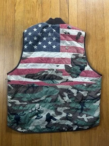 Denim & Supply Ralph Lauren Camo Distressed USA American Flag Military Vest Larg - Picture 1 of 8