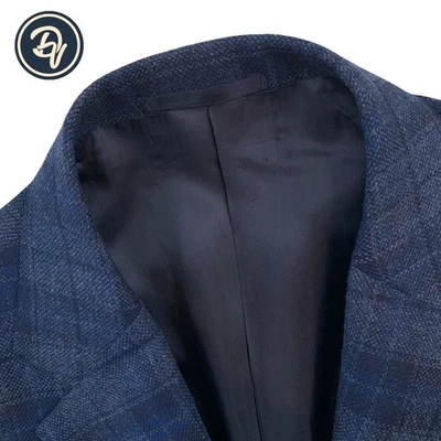 ¡Como nuevo! Blazer 40 R Belvest 100 % cachemir azul marino ventana cuadros hecho en Italia Foto 1 de 4