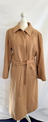 Vintage Windsmoor Beige Wool Long Coat Jacket Size UK 14 Overcoat Belted — 第 1/4 张图片